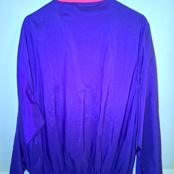 Vintage 80s Windbreaker Purple and Pink Fitness Pullover Size L - Picture 2 of 2